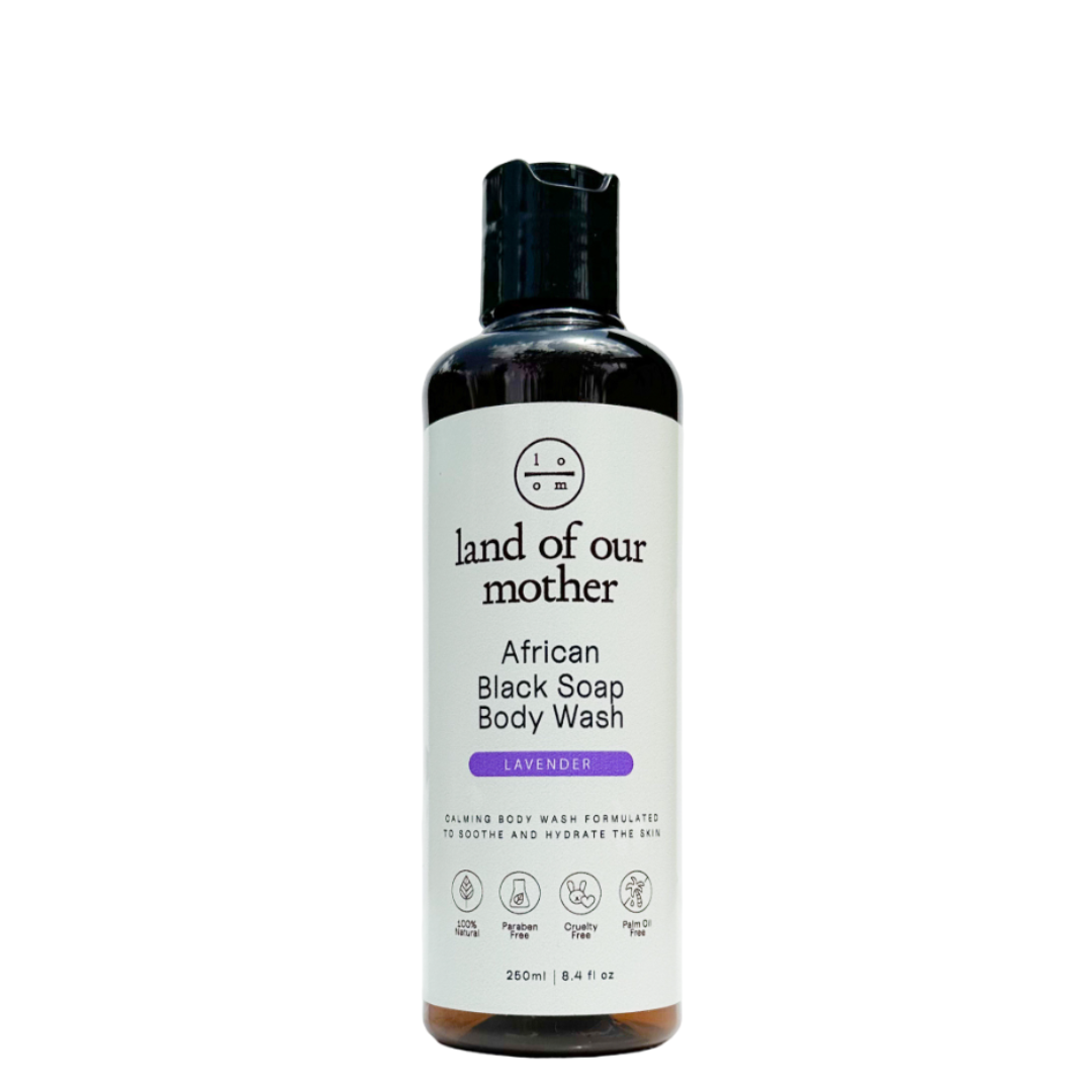 Lavender Infused African Black Soap Body Wash for Soothing & Hydrating Skin | Natural Cleanser for Dry & Sensitive Skin 8.4fl