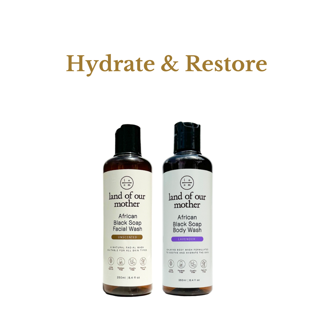 African Black Soap body wash and facial wash bundle