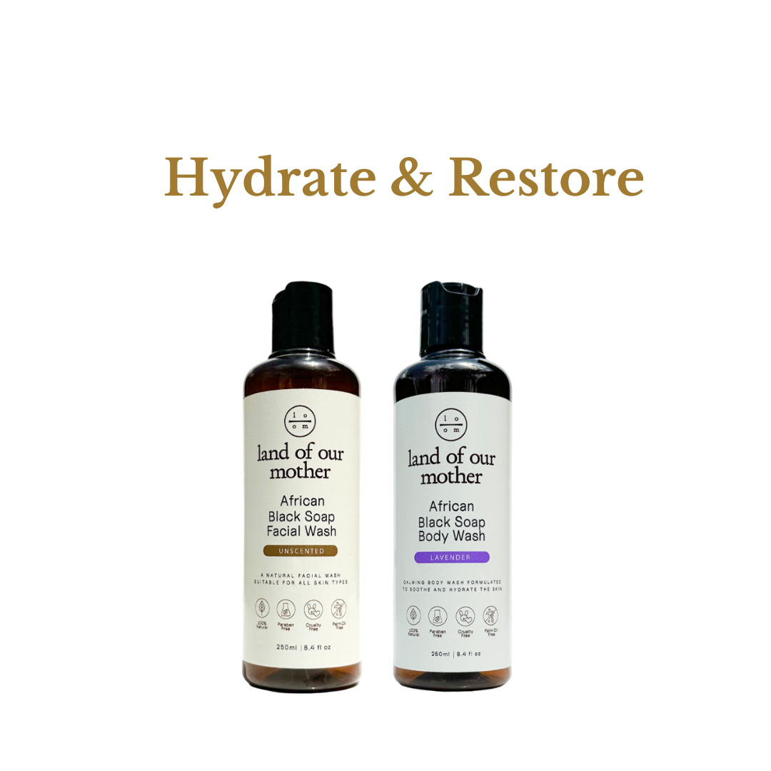 Hydrate & Restore Bundle - Fragrance Free Facial Wash + Lavender African Black Soap Body Wash