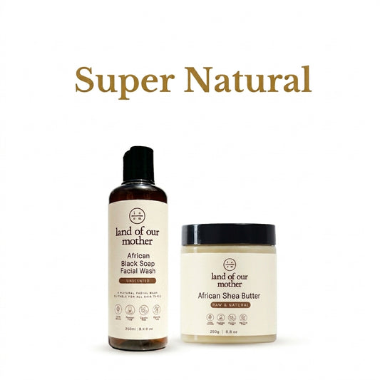 Super Natural Bundle - Raw African Black Soap Facial Wash + Raw Unrefined Shea Butter
