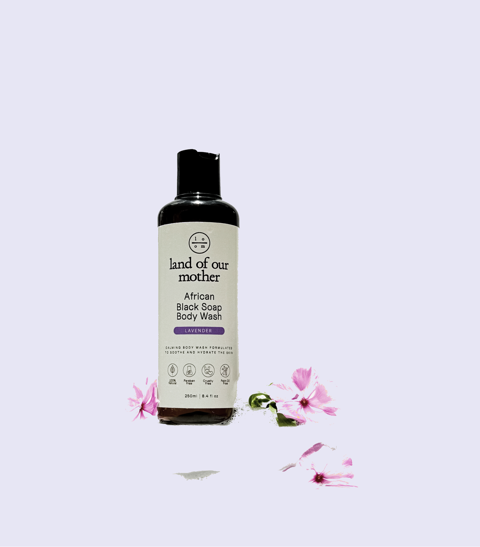 Lavender infused body wash bottle - gentle cleansing for sensitive skin